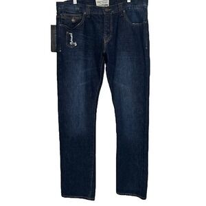 New w/ Tags‎ Jimmy Taverniti Selvedge Air Dark Wash Straight Jeans Mens 33 x 34